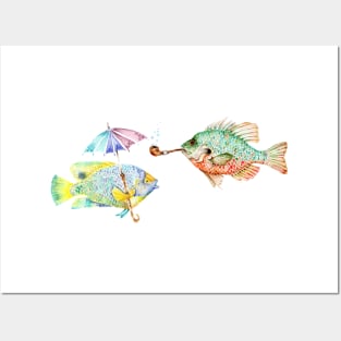 Angel Fish with Umbrella Posters and Art